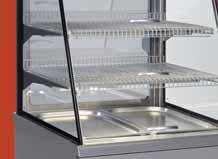 self-service to be used as a top counter or a build-in counter mirrored door at service side for more attractiveness of displayed food manuální termostat rovnoměrná teplota uvnitř díky jemné