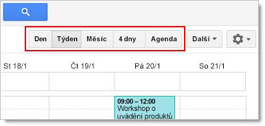 Zobrazení kalendáře Otevře se týdenní zobrazení kalendáře.