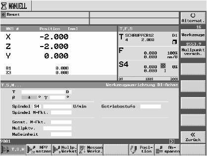 8 Práce s osou B 11/2006 8.6 Volba nástroje pro manuální režim 8 8.