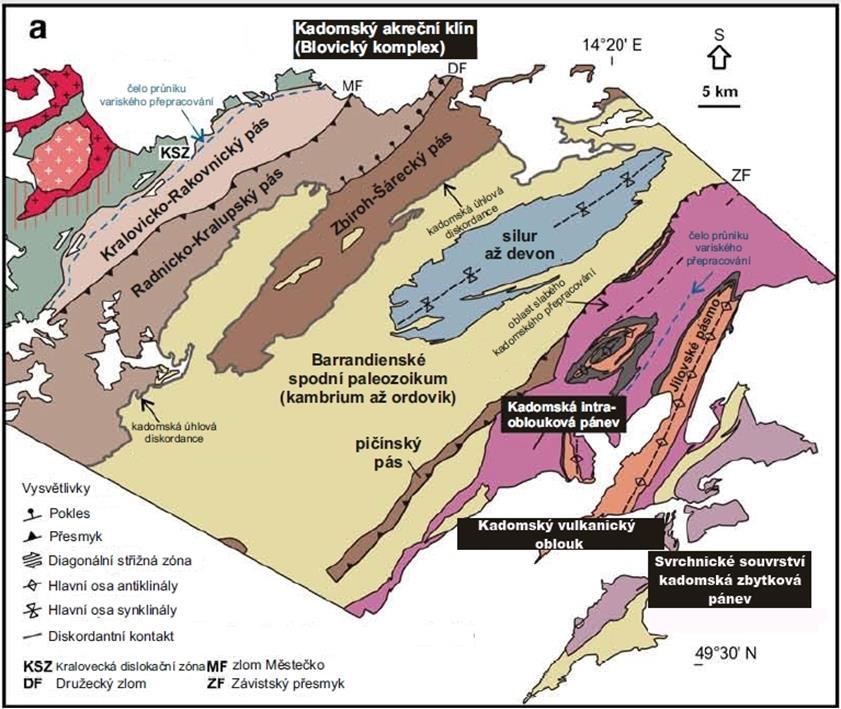 Proterozoické sedimenty v ostrovní zóně (svrchnické souvrství Chlupáč, 1981) se ukládaly v patrně zbytkové pánvi, která byla zaplňována z erodovaného materiálu vyzdvihnutého vulkanického oblouku
