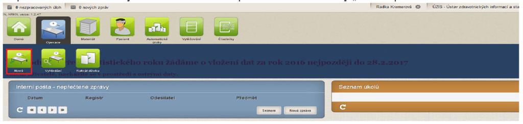 Uživatelská příručka Národní registr ních náhrad Obrázek 5 Možnost přepínání mezi rolemi 2.