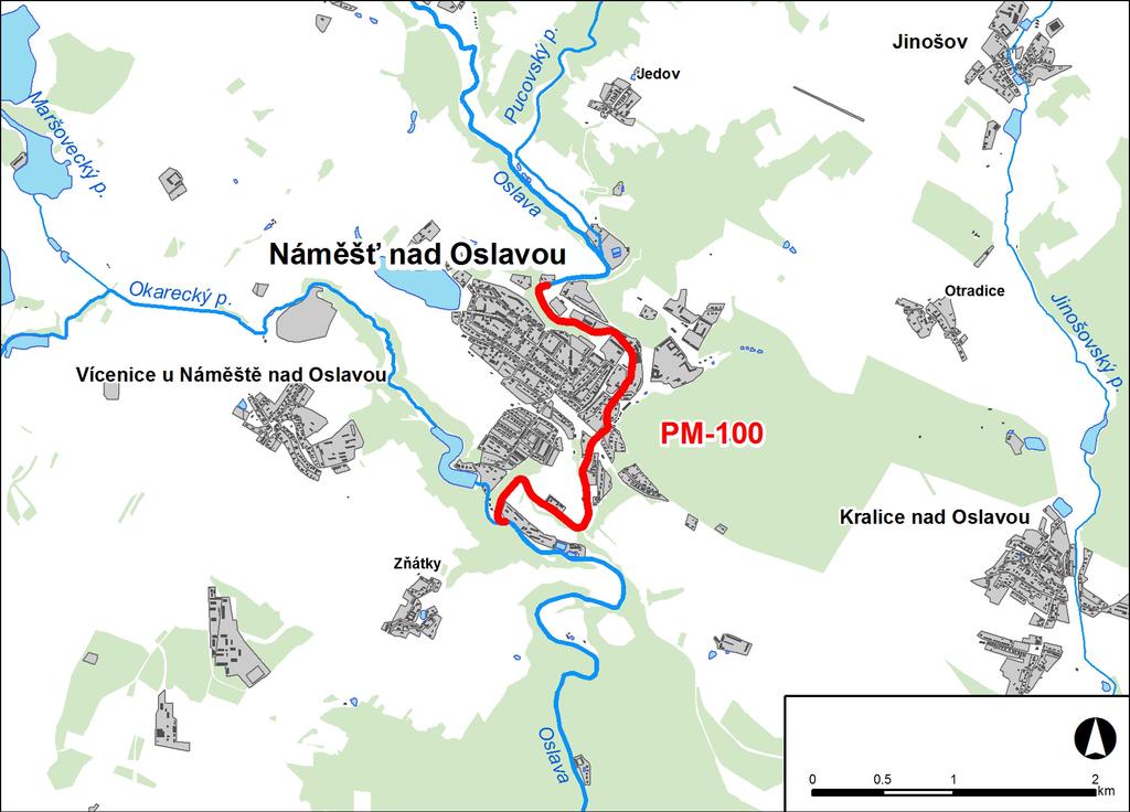 1. LOKALIZACE Předmětem řešeného území je úsek na toku Oslava v km 32,337 35,649 Obr. č. 1 Přehledná mapa řešeného území 2. CHARAKTERISTIKA OBLASTI S VÝZNAMNÝM POVODŇOVÝM RIZIKEM 2.