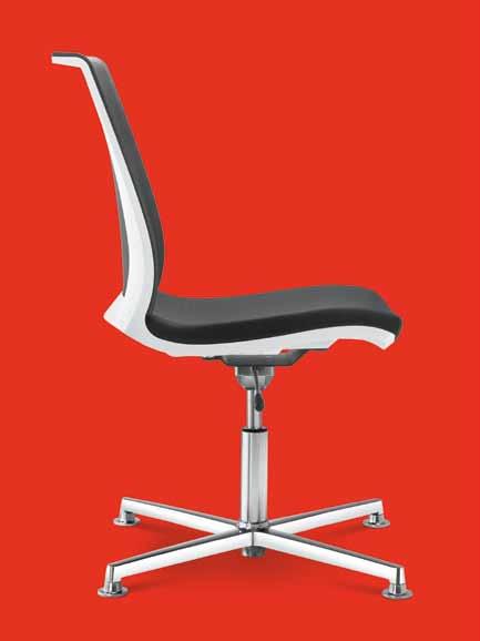 Another type of Lyra Net swivel chairs are models with an attractive, refined shell fitted with a tilt mechanism and polished aluminium base.
