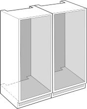 Nábytková dvířka u Při instalaci Side-by-Side, dva spotřebiče vedle sebe, se spotřebiče musí zabudovat vždy do samostatné nábytkové skříně.