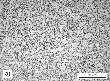 Obr.5. Mikrostruktura slitiny TiAl15Si15 připravené reaktivní sintrací: a) 700 C, 30 min, b) 800 C, 30 min, c) 900 C, 5 min, d) 900 C, 180 min. Fig.5.Microstructure of TiAl15Si15 alloy prepared by reactive sintering: a) 700 C, 30 min, b) 800 C, 30 min, c) 900 C, 5 min, d) 900 C, 180 min.