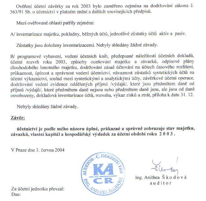 ORFEUS Vyroc nı zpra va za rok 2003