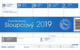 Poznámkový sloupcový kalendář / GS19-011 české týdenní sloupcové