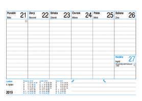 Plánovací kalendář / PGS-6439 české týdenní sloupcové kalendárium s místem