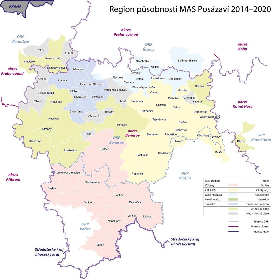 Příloha 2Mapa územní působnosti MAS Posázaví