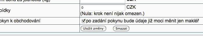 Minimální cena za jednotku a Maximální cena za jednotku - t mito poli se ur uje rozmezí, v n m se smí pohybovat auk ní cena.