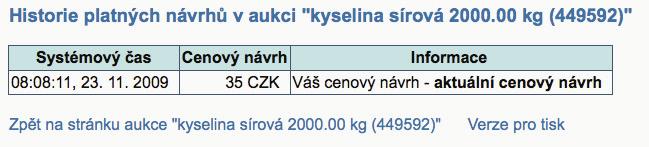 V levé ásti hlavního okna aukce je p edev ím informace o aktuální auk ní cen a o asu zb vajícím do ukon ení aukce.