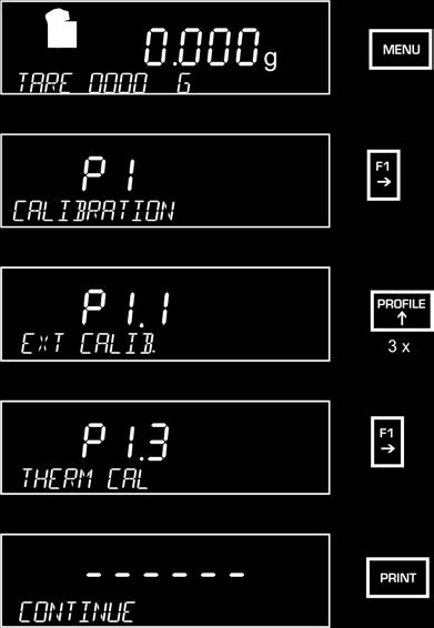 11.2.2 <P1.3 TEPLOTNÍ KALIBRACE> Teplotní kalibrace Pokud během kalibrace teploty (funkce P1.