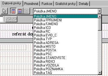 DATOVÉ PRVKY, které reprezentují položku z evidence.