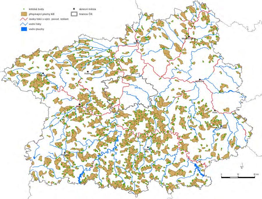Nebezpečí povodní z přívalových srážek kritické body ve Středočeském kraji dle VÚV TGM Brno 20