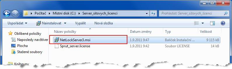 2 Vlastní instalace serveru Instalace a spuštění utility serverových licencí ze složky