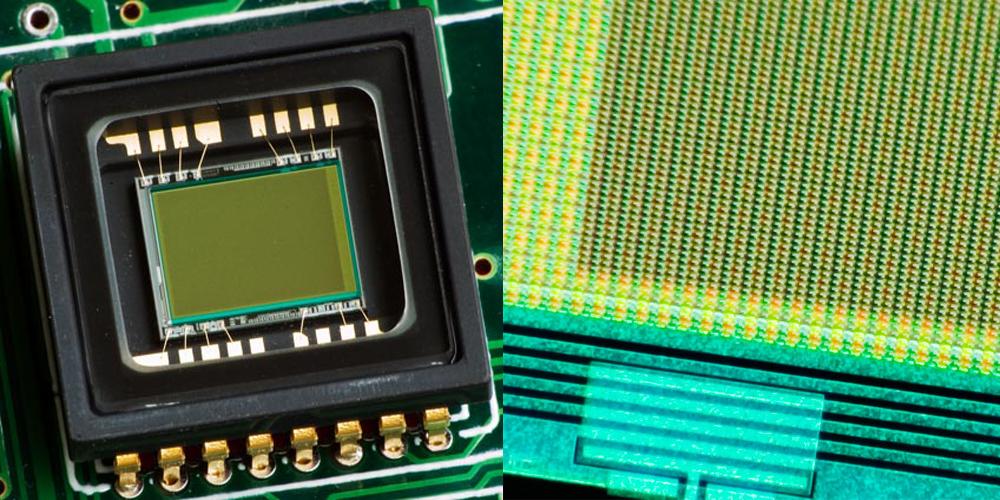 Obrázek 3.1: CCD čip upraveno (1) 3.2 Princip činnosti CCD využívá podobně jako všechny ostatní světlocitlivé součástky fyzikálního jevu známého jako fotoefekt.