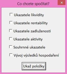 Přehled jednotlivých skupin ukazatelů je vţdy na samostatném listu, ve kterém je nahoře umístěna tabulka, která zahrnuje hodnoty všech analyzovaných ukazatelů