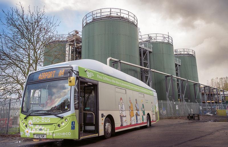 The biomethane fuel in the Bio-Bus comes from the Bristol Sewage Treatment Works in Avonmouth, England.