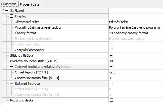 Ovládání termostatu z web stránky Pro ovládání slouží vstupy webnextprog, webnextmode, webincdelta a webdec- Delta.