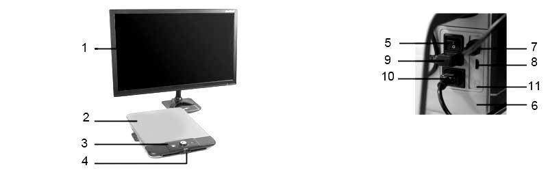 6. Odkryjete tak druhý černý knoflík, který povolte. 7. Vraťte desku stolku zpět do původní pozice a stolek zabrzděte. 8. Podržte stolek a zasouvejte rameno do stolku až uslyšíte cvaknutí. 9.