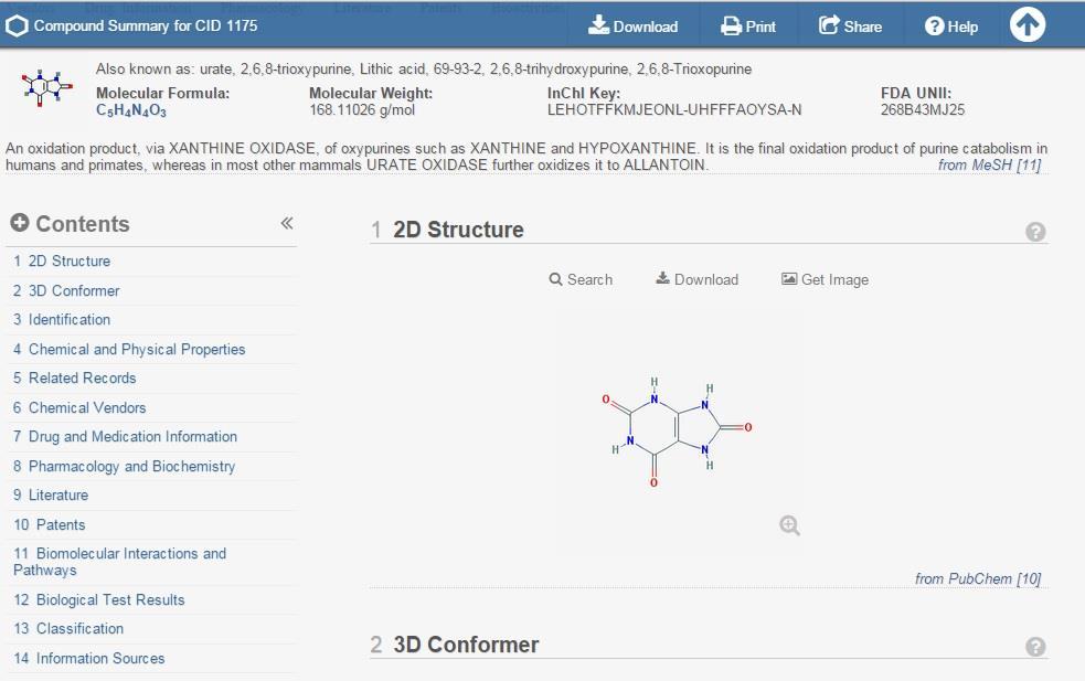 vyhledá látka v databázi Substance a odtamtud se překlikne na databázi Compound, v tomto případě odkazuje link na původně vyhledaný záznam). Obrázek číslo 8 zobrazuje výsledek vyhledávání v databázi.