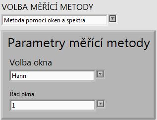 Obrázek 21: Ovládací panel generátoru a externího vstupu Obrázek 22 zobrazuje panel pro ovládání metod pro stanovení efektivní hodnoty napětí.