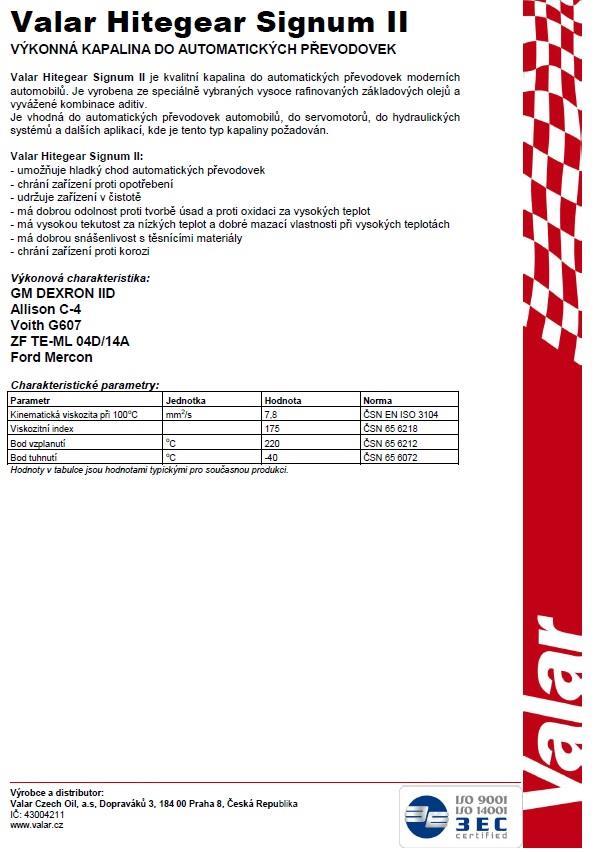Příloha D Informační technický list