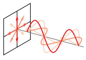4 POLARIZACE ELEKTROMAGNETICKÝCH VLN Ze zdroje vlnění může vycházet příčné vlnění, které má stejné vlastnosti ve všech směrech kolmých ke směru šíření vlny.