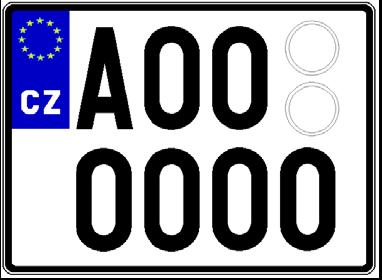 osobní vozidlo 2 tabulky o rozměru 320 mm x 160 mm černá písmena a číslice na