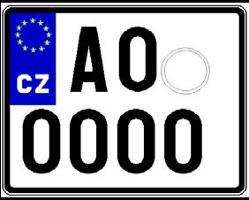bílém podkladu Typ 119 moped se šlapadly 1 tabulka o rozměru 80 mm x 110 mm