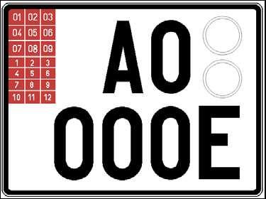 Typ 166 osobní vozidlo - vývozní 1 tabulka o rozměru 520 mm x 110 mm a 1 tabulka o rozměru 280 mm x 200 mm černá písmena a číslice na bílém podkladu Typ 175 osobní vozidlo - vývozní 2 tabulky o