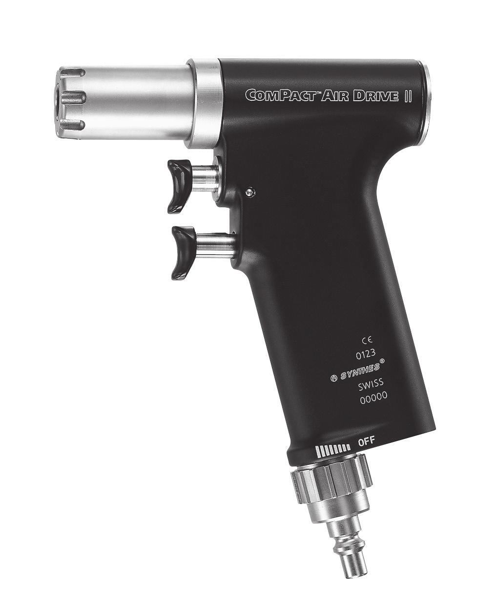 Použití jednotky Compact Air Drive II Násadec Pracovní postup 1 Upevňovací spojka 2 Odjišťovací tlačítko pro upevňovací spojku 3 Regulace rychlosti 4 Výběr zpětného chodu 5 Spínač softwarového režimu