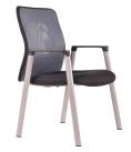 Jednací židle s robustní konstrukcí a pohodlným sezením, samonosná síťovina zajišťuje