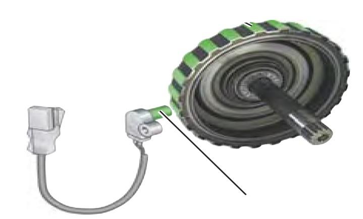 Stupňová automatická převodovka Snímač vstupních otáček převodovky Zaznamenává vstupní otáčky převodovky, které jsou stejné jako otáčky motoru a pracuje na principu Hallova snímače.