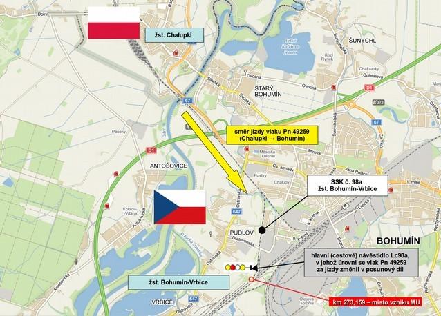 V km 0,005 vpravo přímo u SSK č. 98a žst.