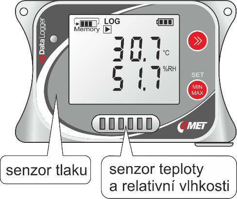 U4130 Kompaktní teploměr - vlhkoměr tlakoměr Tento model měří teplotu, relativní vlhkost, teplotu rosného bodu a barometrický tlak pomocí interních senzorů.