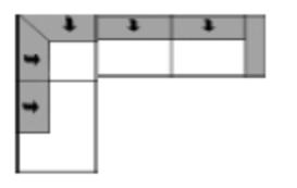 sedem s ukončovacím dílem pravý Rohový element s 1- sedem s ukončovacím dílem levý vpravo látková skupina 2 70.