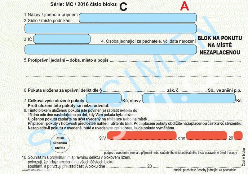 2. Blok na pokutu na místě nezaplacenou pro rok 2016 163 163 Ministerstvo financí České republiky [online]. [cit.