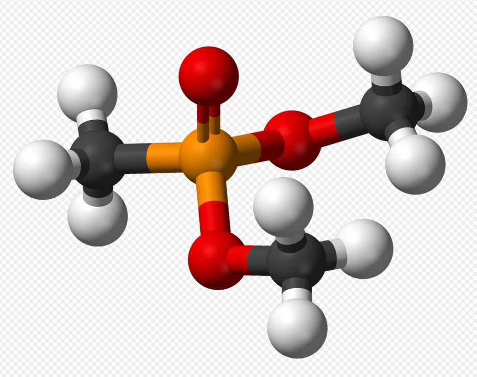 29 Obrázek 7 - Molekula dimethyl-methylfosfonátu [19] Obrázek 8 - Vzorec molekuly dimethyl methylfosfonátu [19] Tabulka 1 - Vlastnosti DMMP