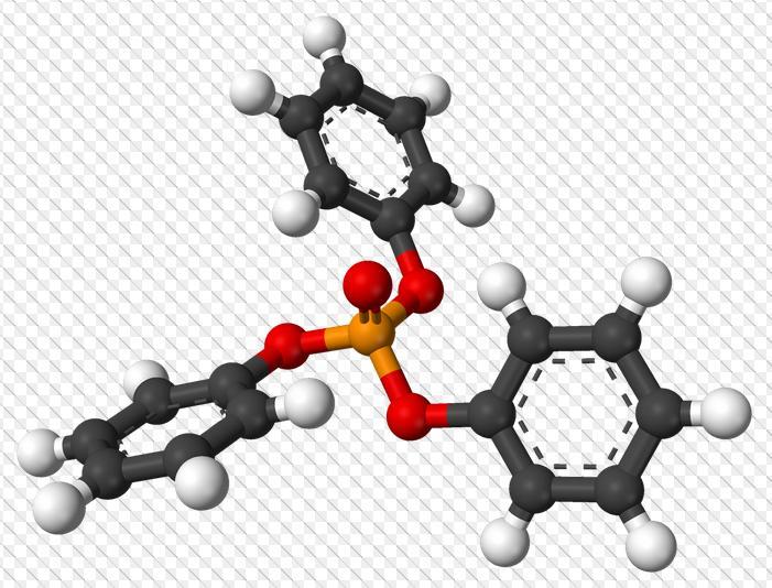 30 2. Triphenyl phosphate (Trifenyl-fosfát, TPP) Trifenyl-fosfát (obrázek 9 a 10 a tabulka 2), je tuhá bezbarvá krystalická látka.