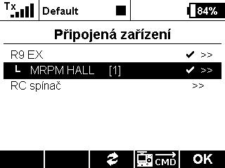 MRPMH v. xx.xx ID xxxxx:xxxxx označení výrobku s verzí firmwaru a sériové číslo (ID). 4. Konfigurace pomocí vysílače DC/DS MRPMH lze konfigurovat vysílačem DC/DS přes menu Připojená zařízení.