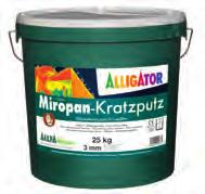 Miropan-Kratzputz Silikonová omítka na fasády, certifikovaná pro zateplovací systém ALLFAtherm Zrnitost Spotřeba g/m 854717 1,5 mm asi 500 744840 mm asi 3000 g/m g/m 74484 3 mm asi 3600 Omítkový