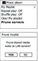 Odstranění nepoužívaných serverů Rádio si ukládá do vnitřní paměti informace o serverech UPnP, které detekovalo v síti.