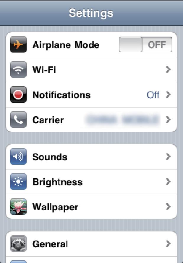 1 V zařízení ipod touch/iphone/ipad vyberte položky Nastavení -> Wi-Fi.