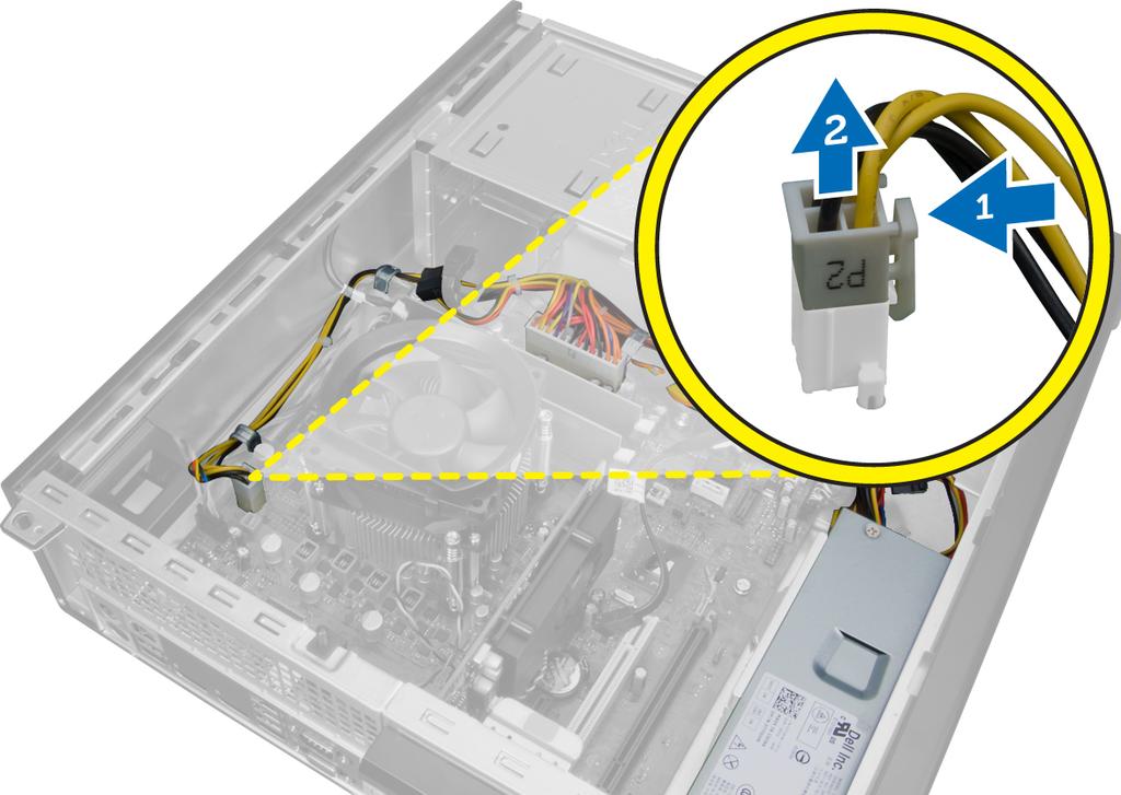 3. Stiskem plastové spony odpojte 4kolíkový napájecí kabel ze