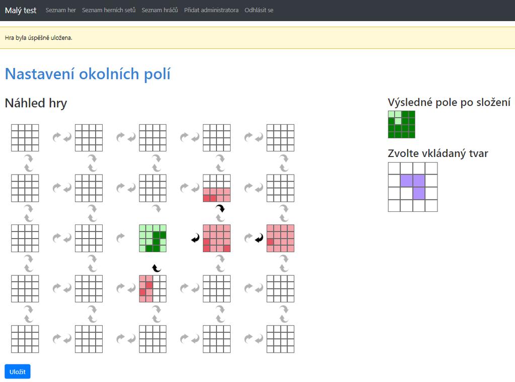 Obr. 6.5: Ukázka nastavení okolních polí 6.2.4 Vytvoření výsledků V posledním kroku je nutné definovat správné výsledky. Jak je vidět na obrázku 6.