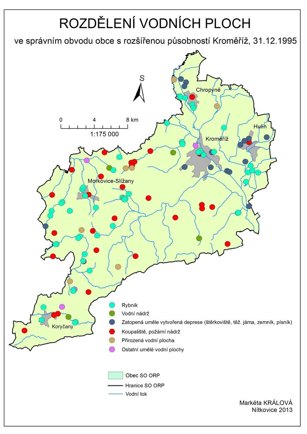 Příloha č. 7: Mapa rozdělení vodních ploch k 31. 12.