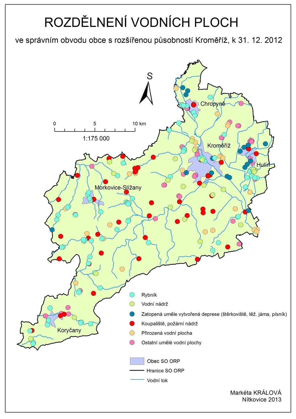 Příloha č. 9: Mapa rozdělení vodních ploch k 31. 12.