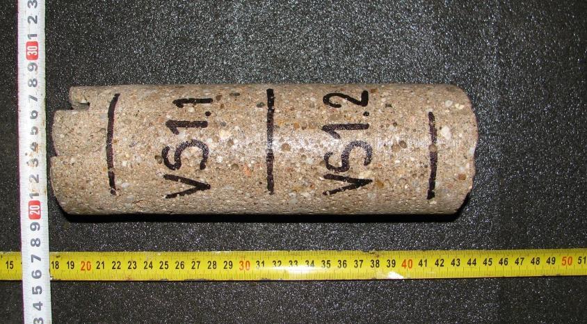 5.3.3 Jádrové vývrty sloupy VS 1 Jádrový vývrt o Ø 75 mm (obr. 5.