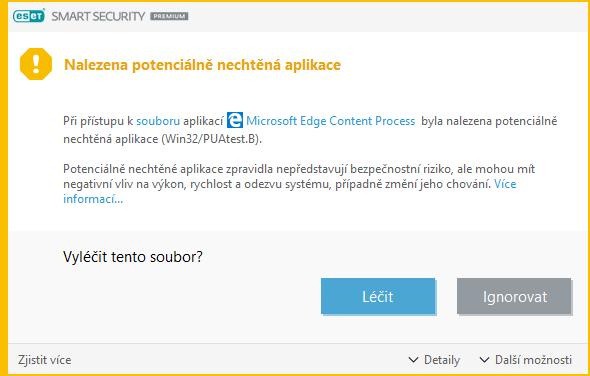 1. Vyléčit/Odpojit vybráním této možnosti zabráníte spuštění nebo stažení aplikace, a zabráníte tak infiltraci systému. 2.